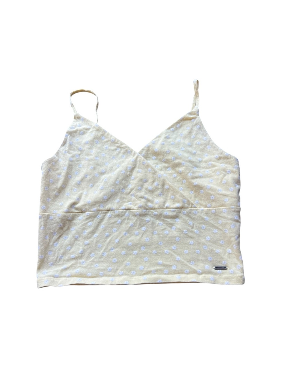 Hollister Pastel Yellow Wrap Cami with White Flowers